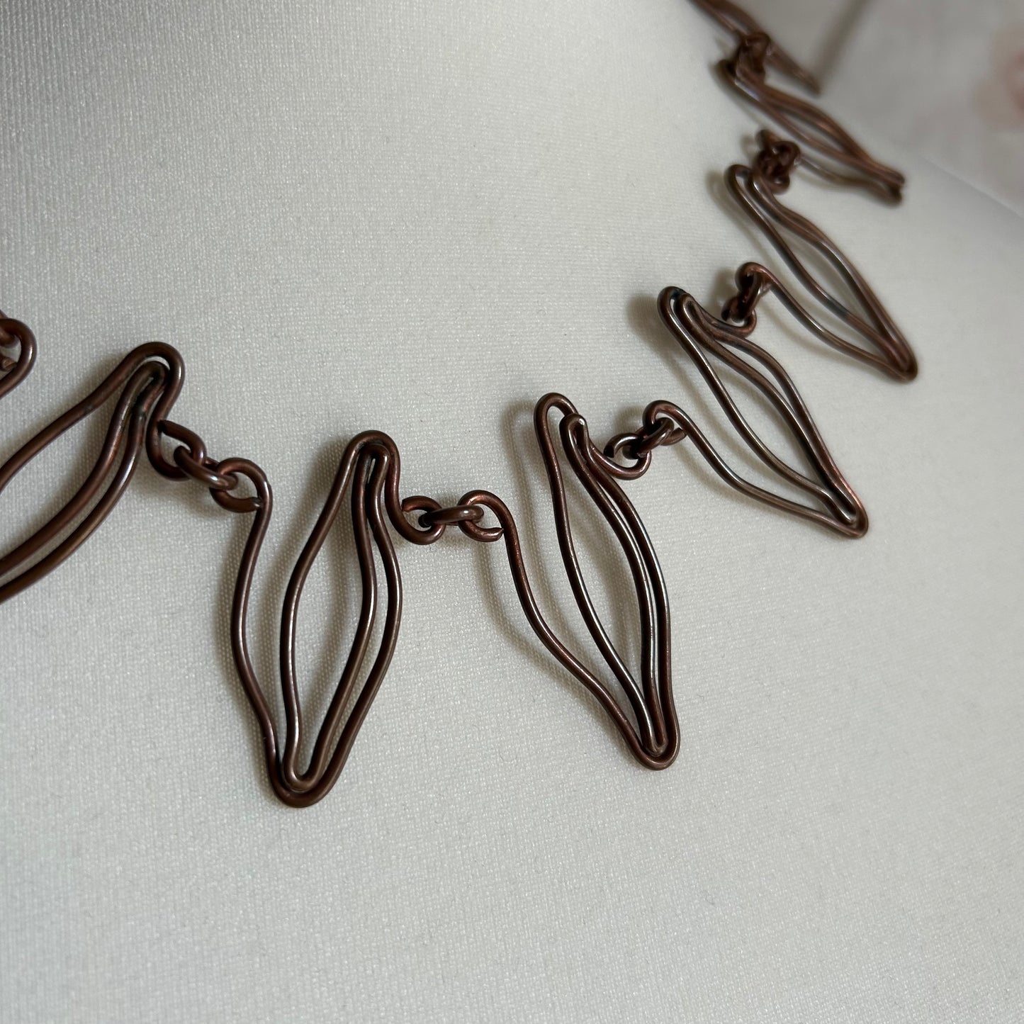 Vintage Mid-Century Sculptural Copper Wire Collar Necklace