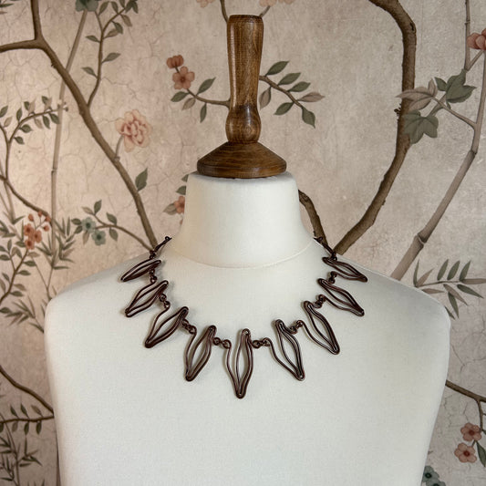Vintage Mid-Century Sculptural Copper Wire Collar Necklace