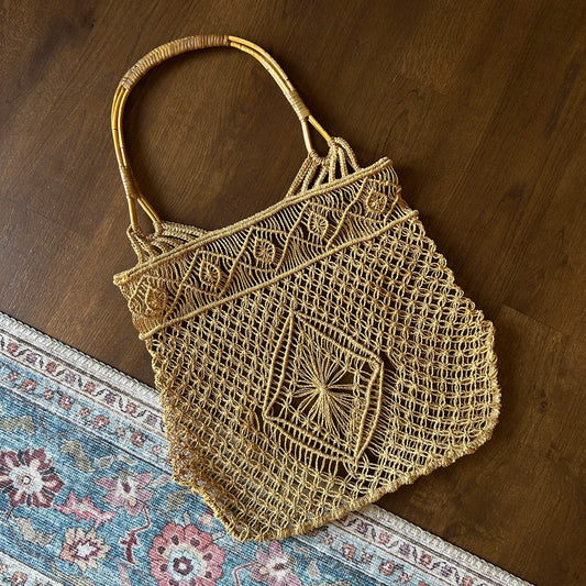 1970's Macrame Tote Bag - Vintage Piece