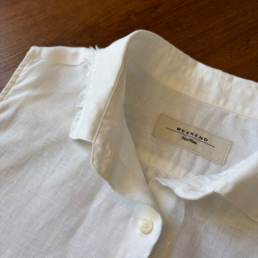 Weekend MaxMara White Linen Relaxed Longline Sleeveless Shirt  - UK 12 / 14