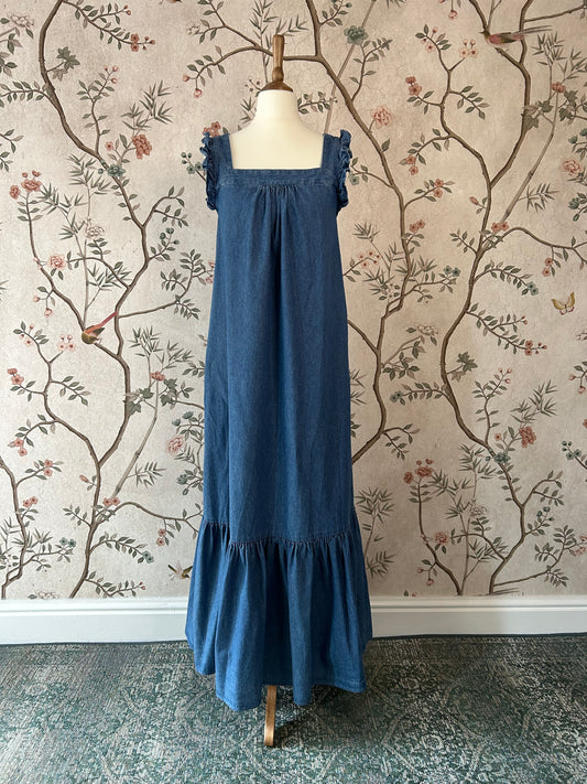 Whistles Flounce Hem, Soft Denim Maxi Dress - Uk 8