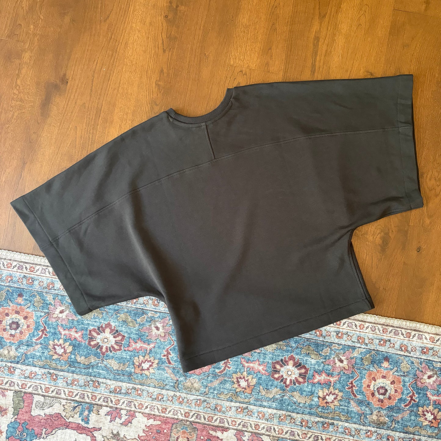 Zara Washed-Charcoal Jersey Batwing Sweat Top - Small / UK 8 to 10