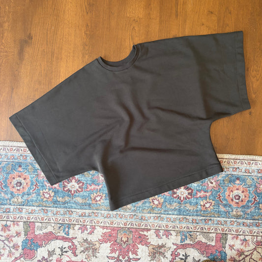 Zara Washed-Charcoal Jersey Batwing Sweat Top - Small / UK 8 to 10