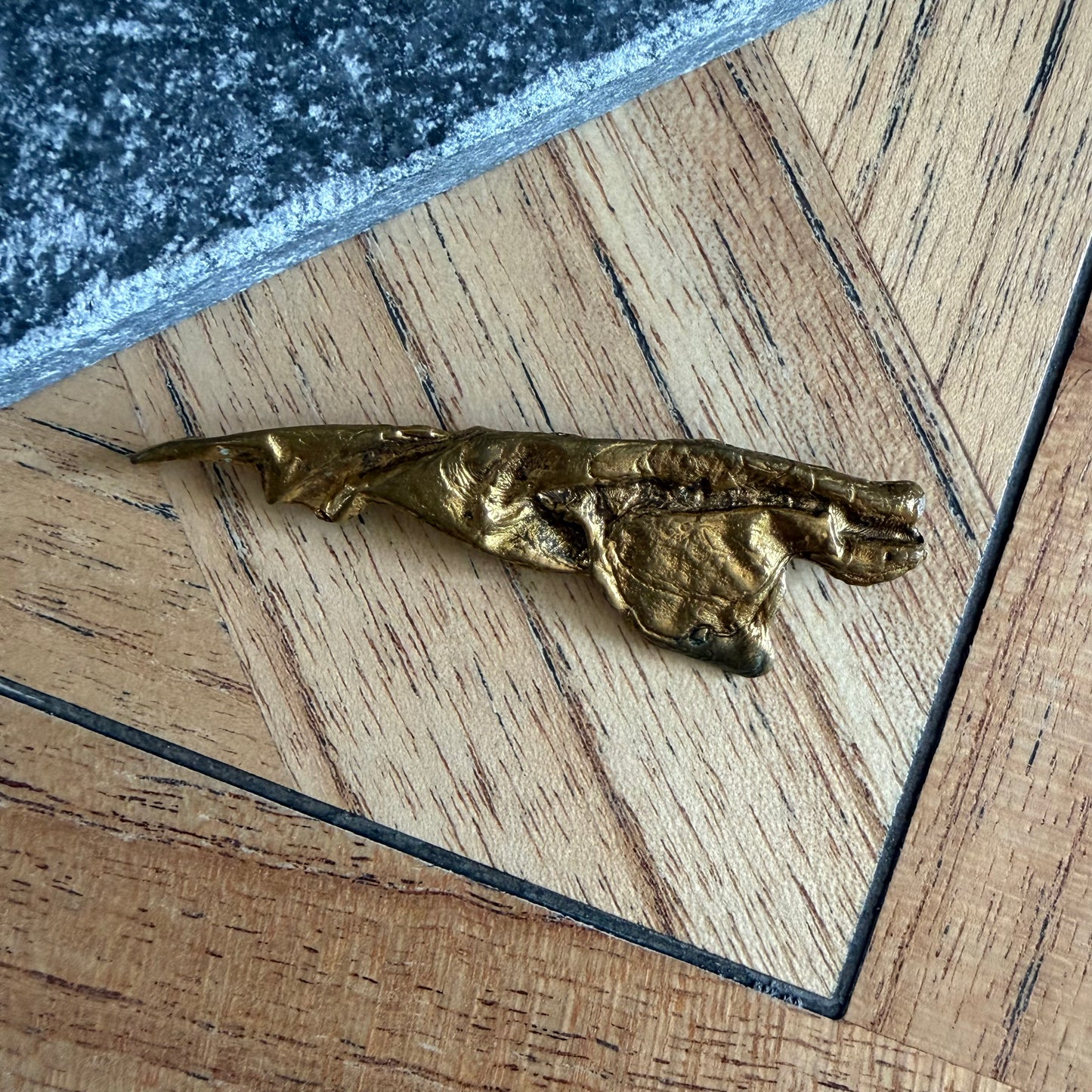 1970's Brutalist Molten Shard Brooch With Trombone Clasp