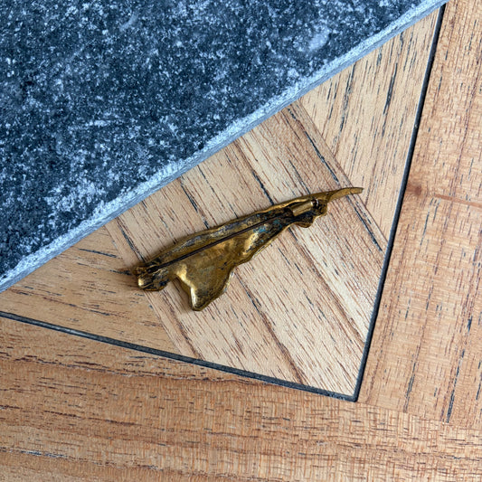 1970's Brutalist Molten Shard Brooch With Trombone Clasp