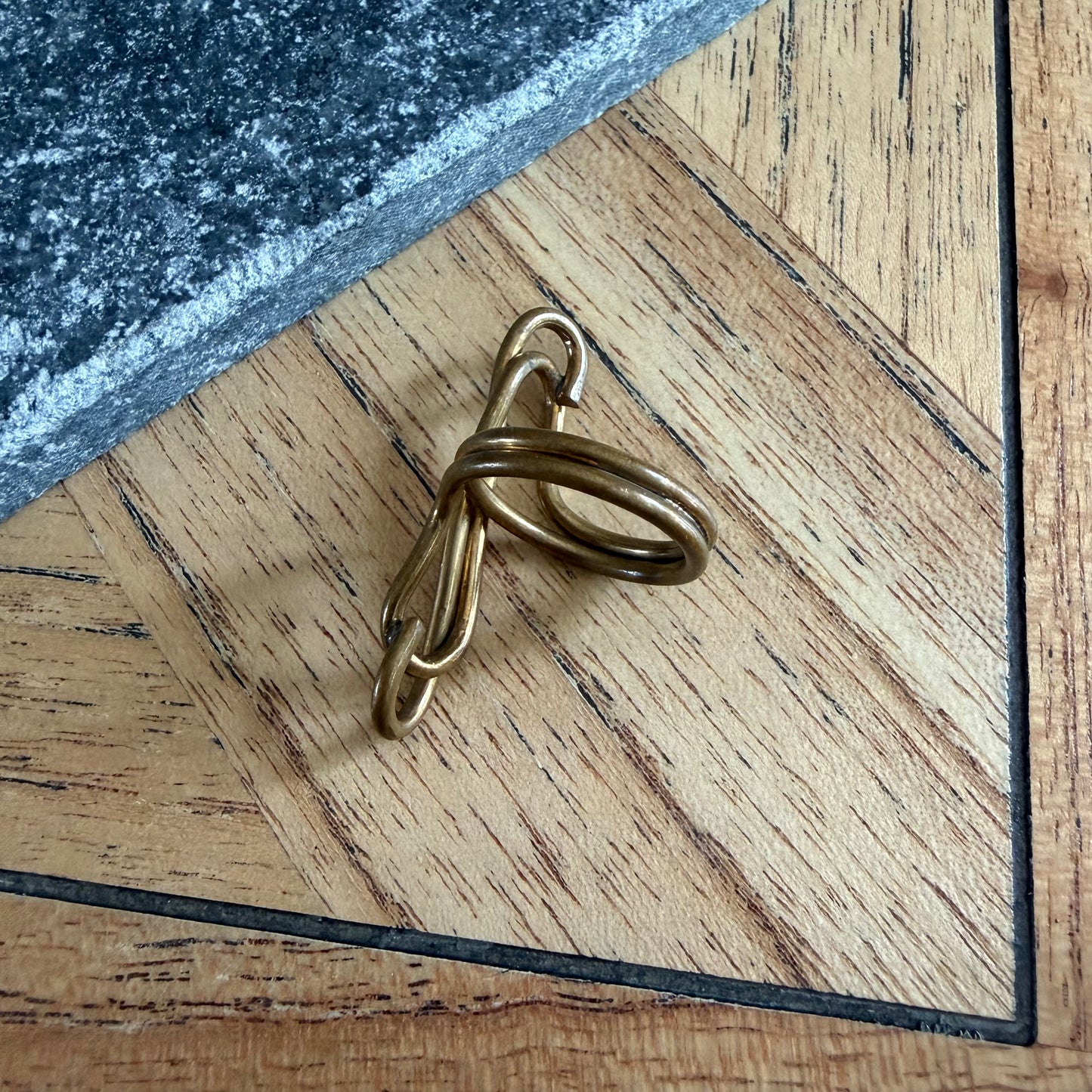 Mid-century Brass Wire Ring - Size O