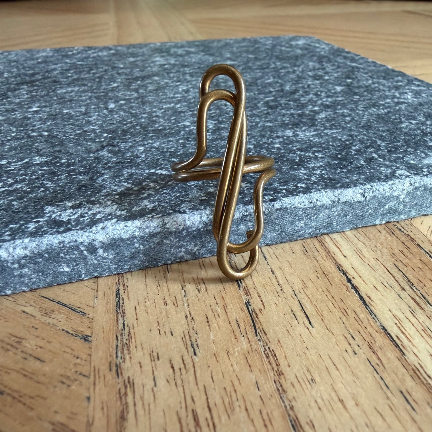 Mid-century Brass Wire Ring - Size O